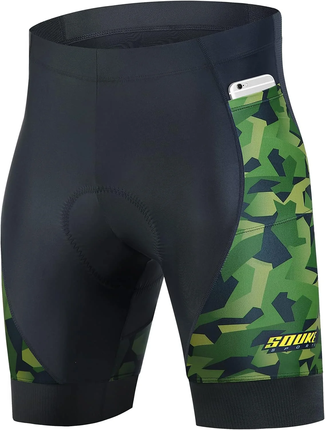 شلوارک دوچرخه سواری مردانه Souke Sports با پد 4D، شلوار نیمه دوچرخه سواری، شلوار تنگ سریع خشک شونده با جیب