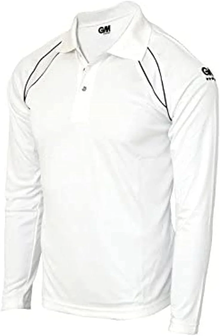 تی شرت آستین بلند کریکت GM 7205 سایز کوچک (سفید/سرمه ای)