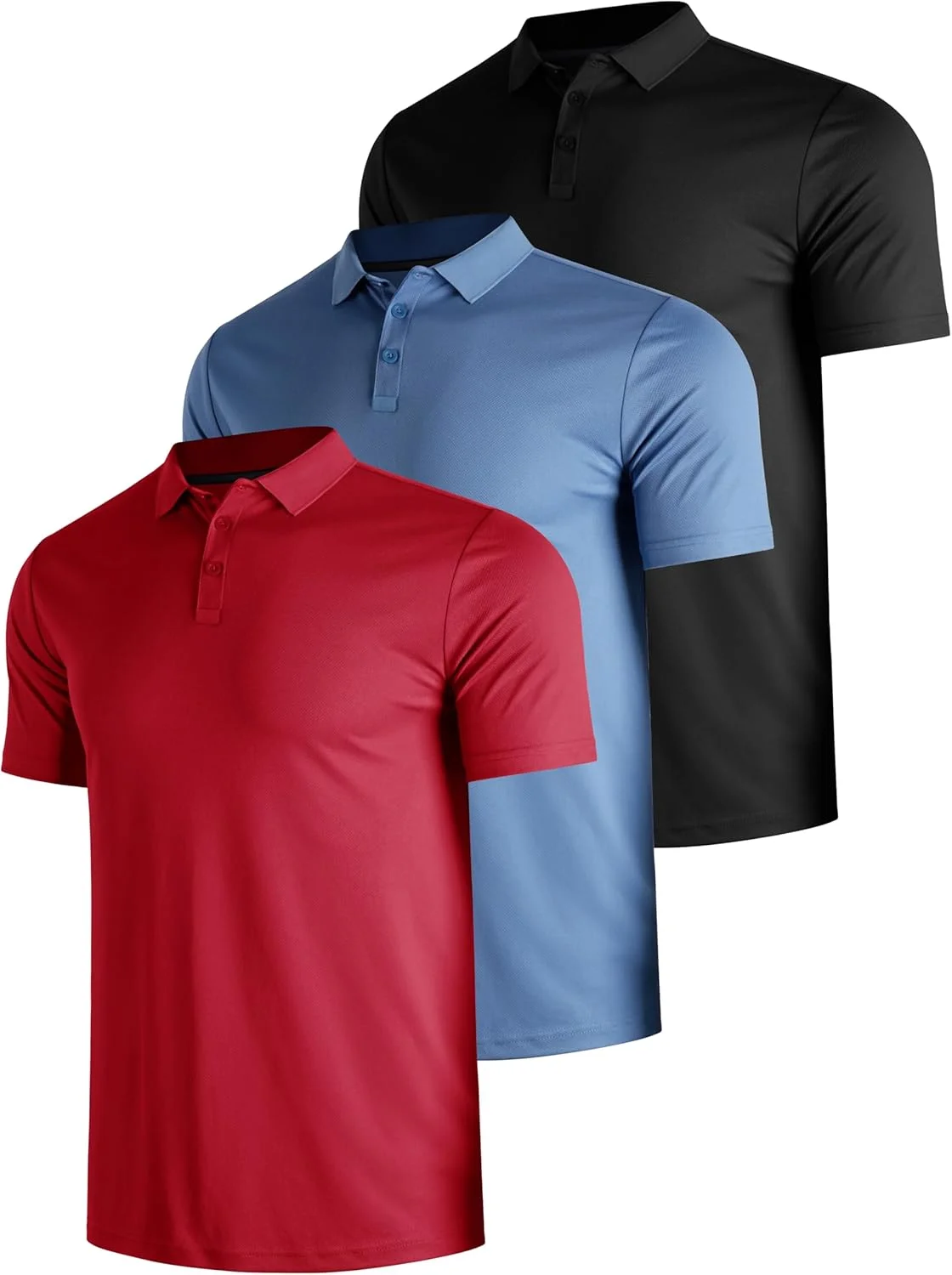 ست 3 تایی پولوشرت آستین کوتاه مردانه ورزشی تنفسی، پولوشرت سبک وزن تنیس گلف، تیشرت تابستانی زود خشک شونده مردانه
