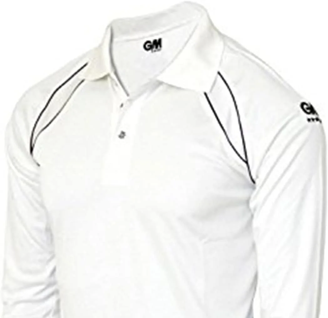 تی شرت آستین بلند کریکت GM 7205 سایز کوچک (سفید/سرمه ای)