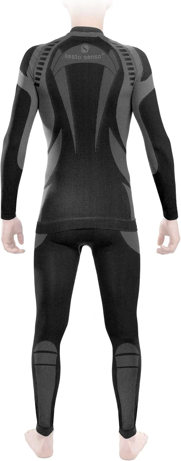 ست زیرپوش مردانه Sesto Senso® شامل لگ و آستین بلند، لباس زیر کاربردی، مشکی / خاکستری، L
