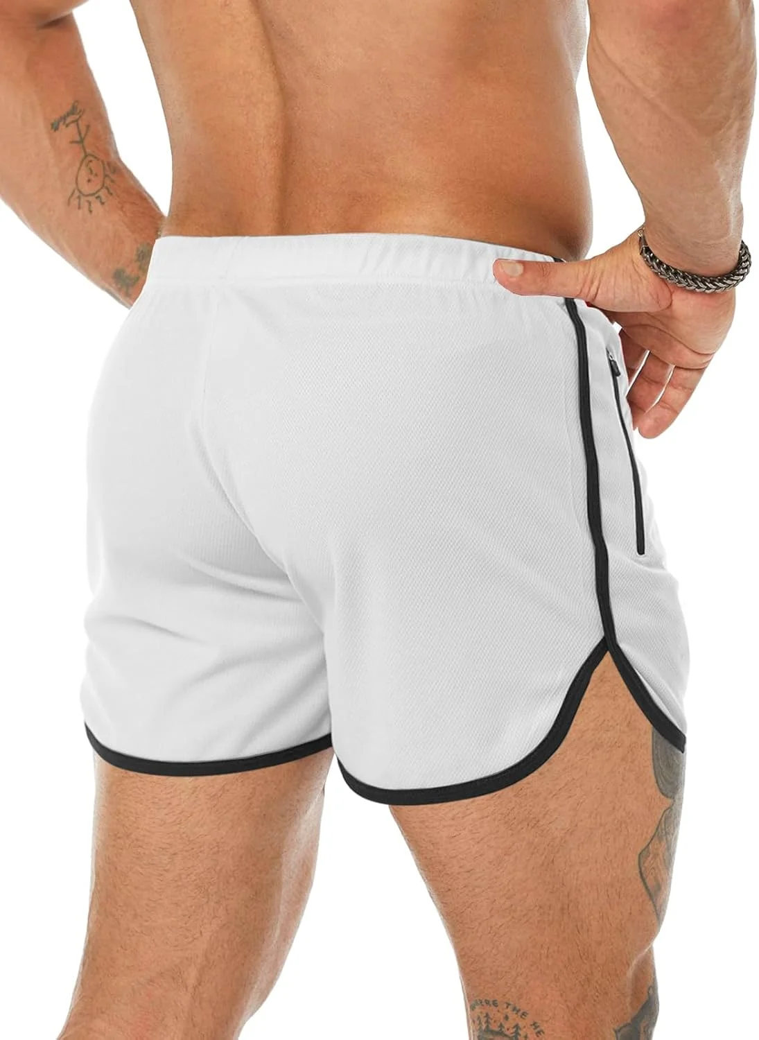 شورت ورزشی مردانه 3 اینچی، خشک‌شونده سریع، سبک وزن، مناسب تمرینات ورزشی باشگاه با جیب زیپ‌دار