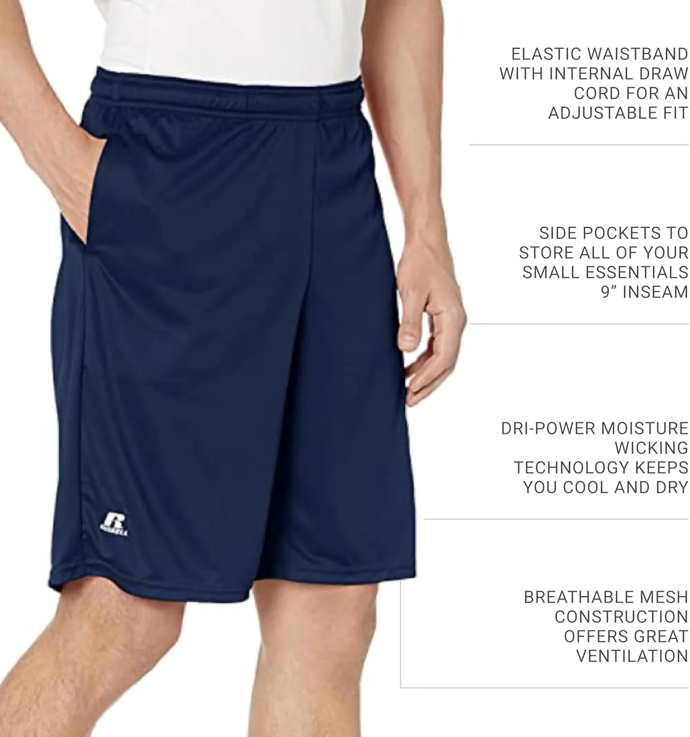 شلوارک ورزشی مردانه راسل اتلتیک Dri-Power با جیب