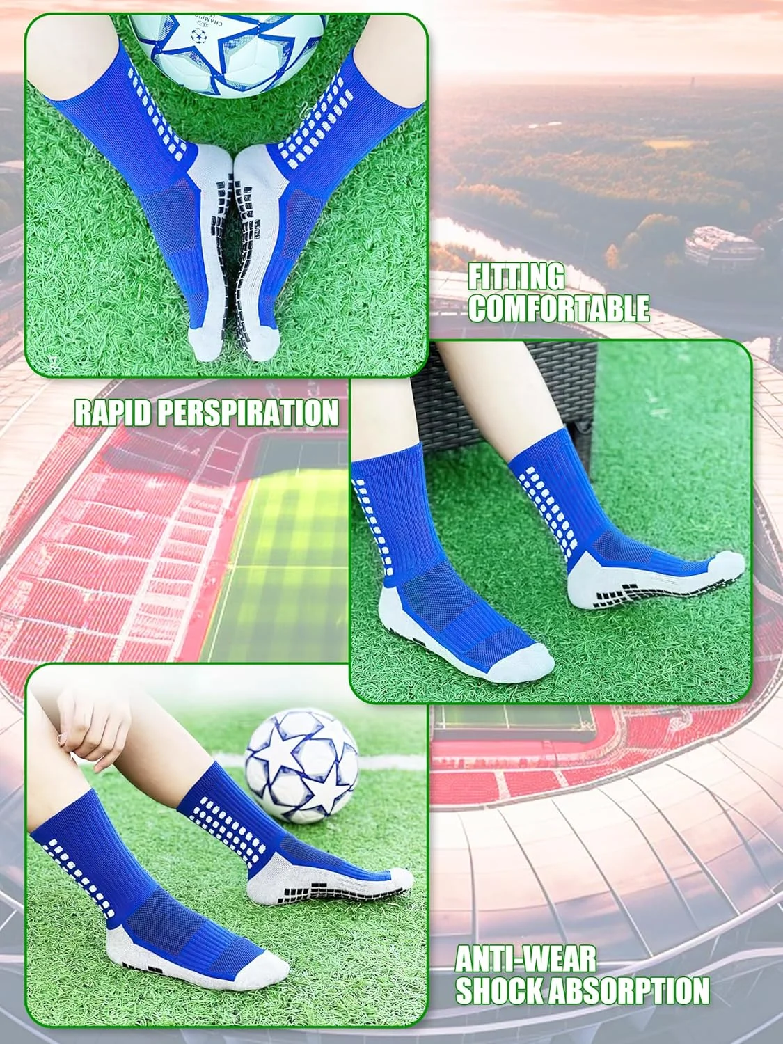 جوراب فوتبالی Rness با کفی حوله ای، جوراب ضد لغزش برای مردان و زنان، مناسب بسکتبال، تمرین و عملکرد ورزشی، با فناوری گریپ عالی جوراب فوتبالی Rness با کفی حوله ای، جوراب ضد لغزش برای مردان و زنان، مناسب بسکتبال، تمرین و عملکرد ورزشی، با فناوری گریپ عالی