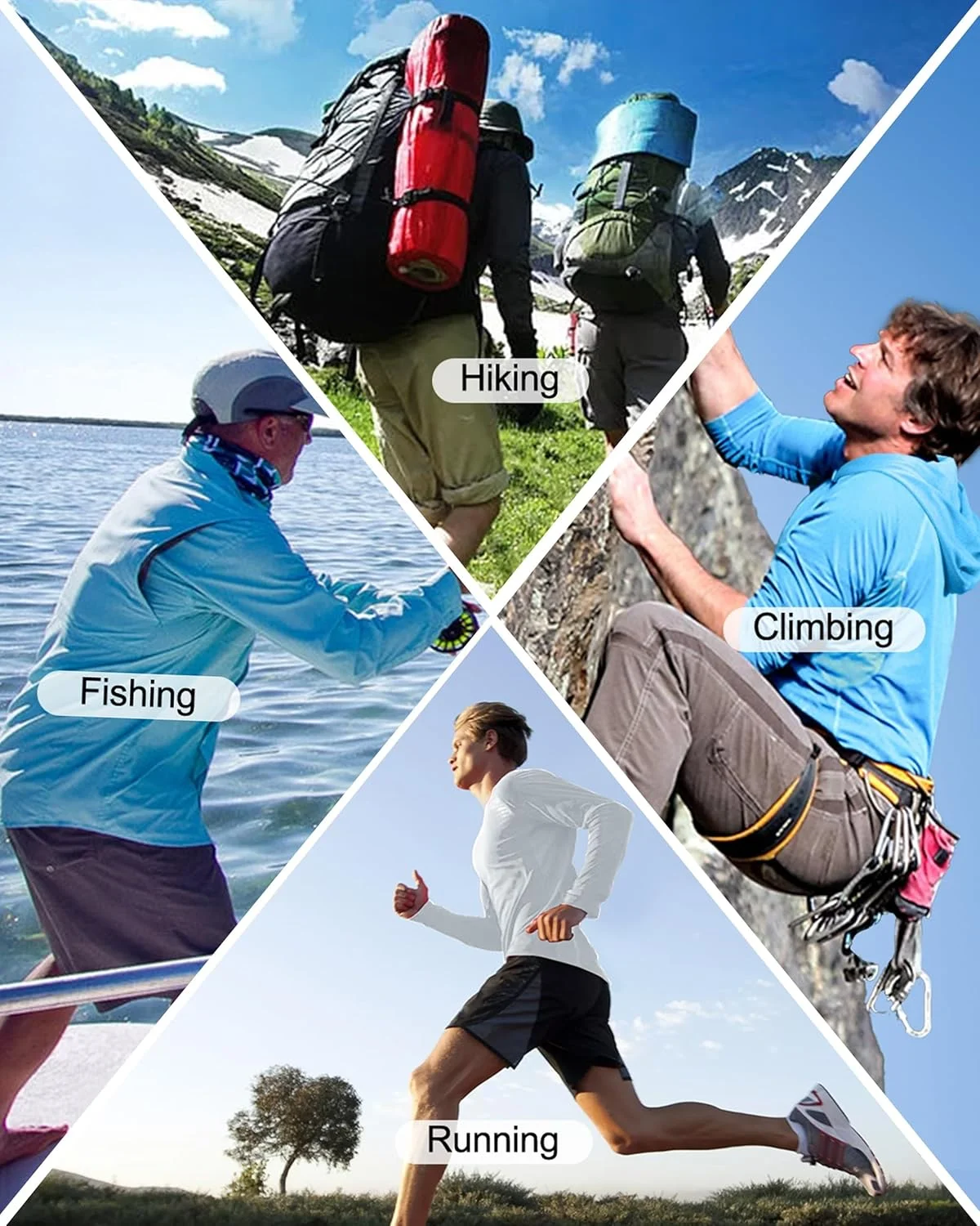 پیراهن آستین بلند مردانه Roadbox با محافظت UPF 50+ در برابر آفتاب، کلاه دار و دارای ماسک/بدون ماسک، مناسب برای پیاده روی و فعالیت های خارج از منزل