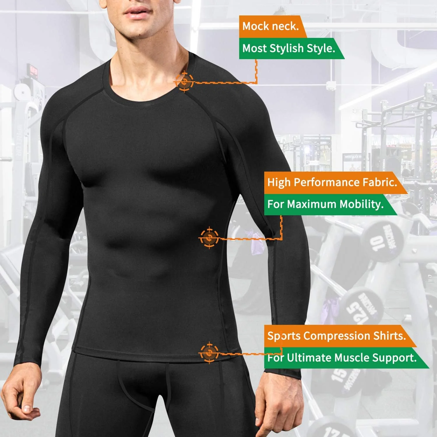 Queerier 3 Pack Men's Compression Shirt Long Sleeve Undershirts for Men Baselayer Sports Thermal Tops