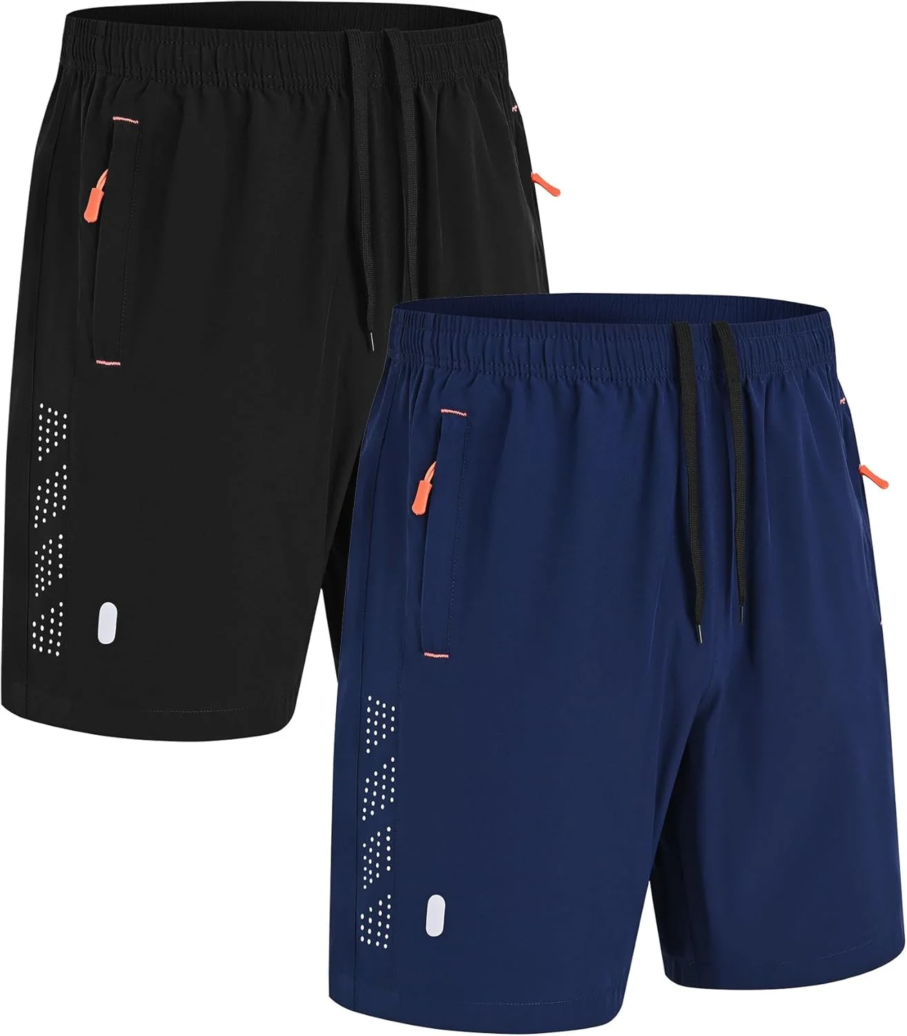 شورت ورزشی مردانه، خشک‌شونده سریع، تنفسی، مناسب دویدن و بسکتبال، دارای جیب، بسته 2 عددی