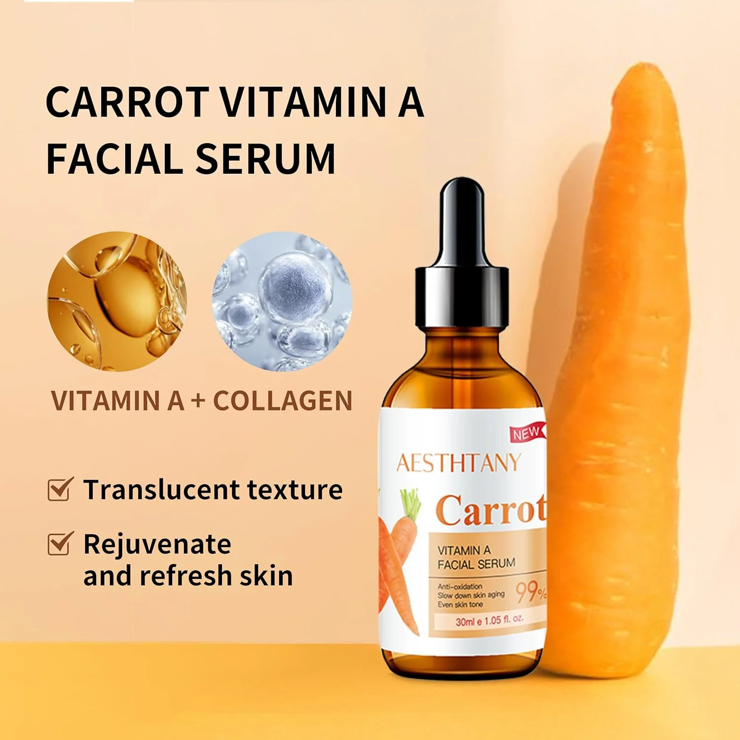 سرم صورت هویج ویتامین آ، ضد پیری و ضد چروک
