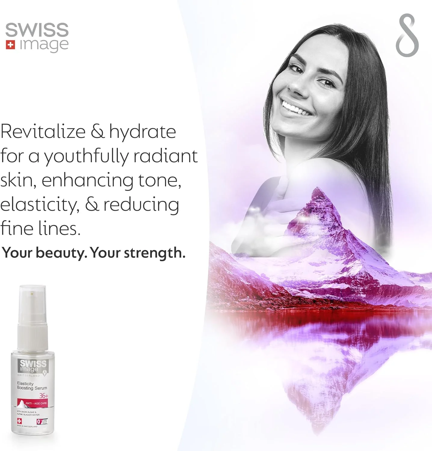 سرم ضد پیری صورت سوئیس ایمیج 30 میلی لیتر | فرمول تقویت کننده کلاژن، کاهش دهنده چین و چروک، سفت کننده و آبرسان، سرم ضد پیری سبک برای پوستی صاف و جوان | ساخت سوئیس
