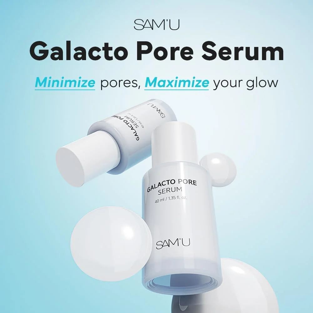 سرم منافذ باز صورت SAM'U Galacto – سرم صورت سفت کننده منافذ با گالاکتومایسس برای پوست شیشه ای – مراقبت از پوست کره ای، سفت کننده و آبرسان با AHA، PHA، BHA، مناسب برای پوست مستعد آکنه – 41 میلی لیتر
