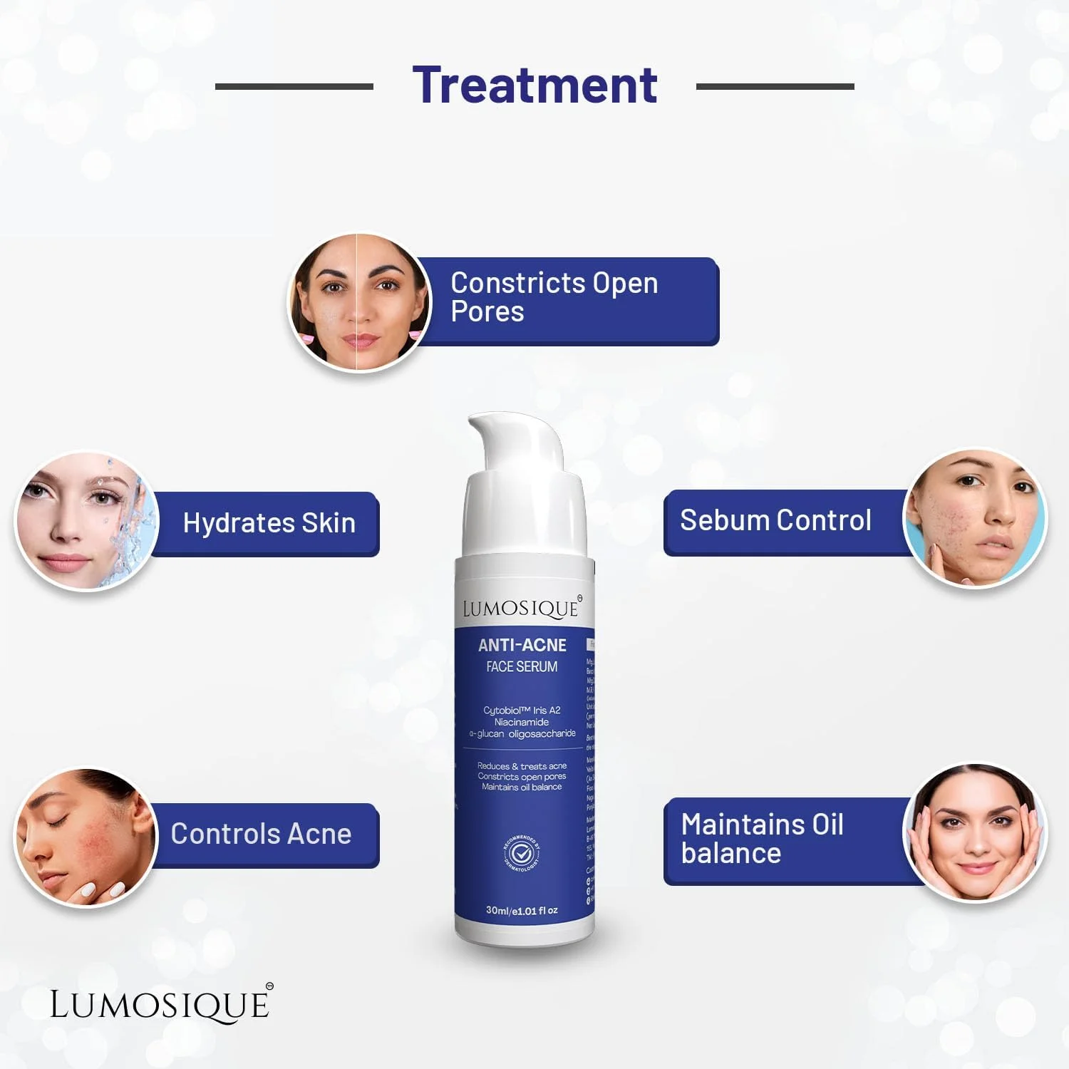 سرم صورت ضد جوش حاوی 2% سالیسیلیک اسید برای کنترل جوش، کاهش جوش های سر سیاه، کوچک کردن منافذ باز، حفظ تعادل چربی و آبرسانی پوست | مناسب انواع پوست | برای آقایان و بانوان | 30 میلی لیتر