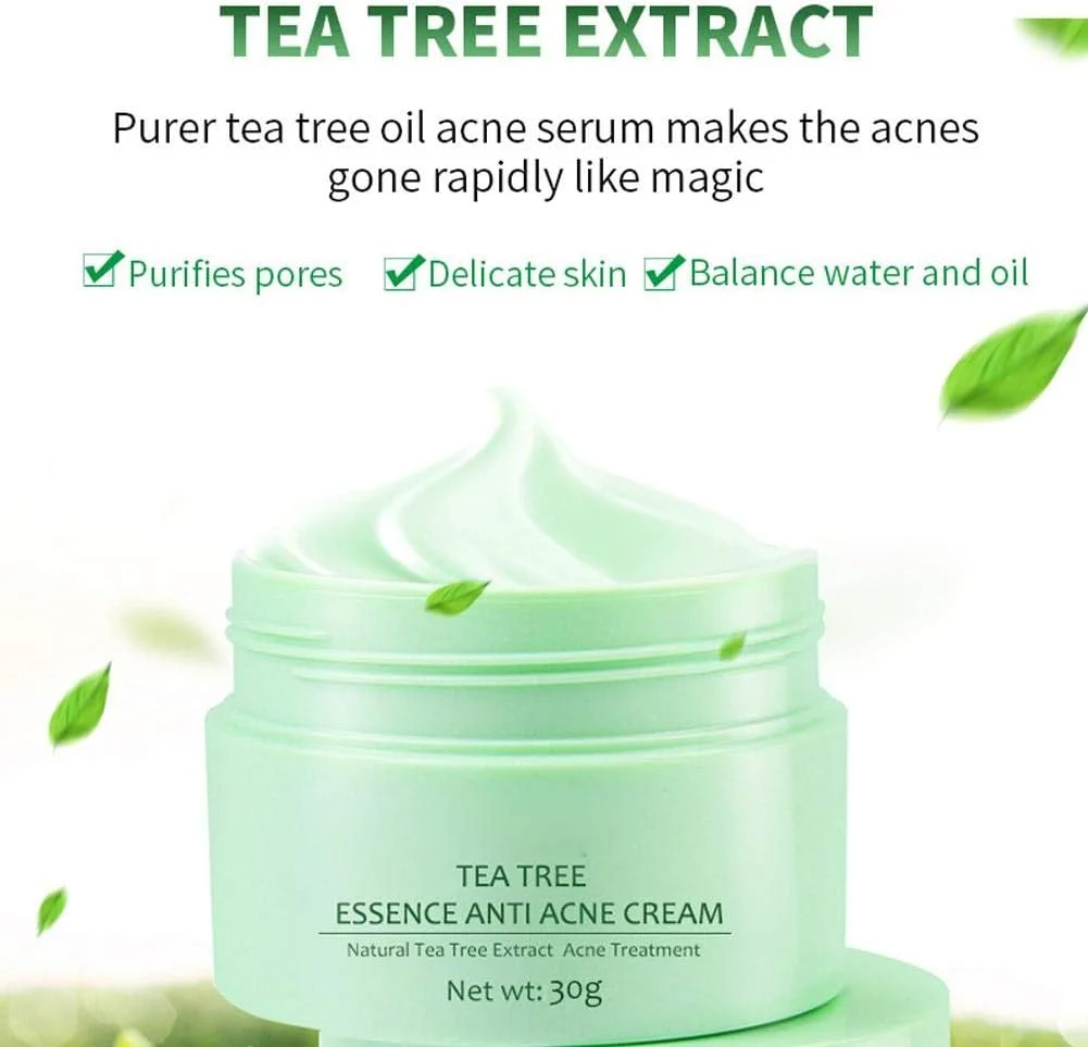 کرم درمان آکنه، درمان آکنه، سرم درخت چای، کرم ترمیم کننده صورت ضد آکنه