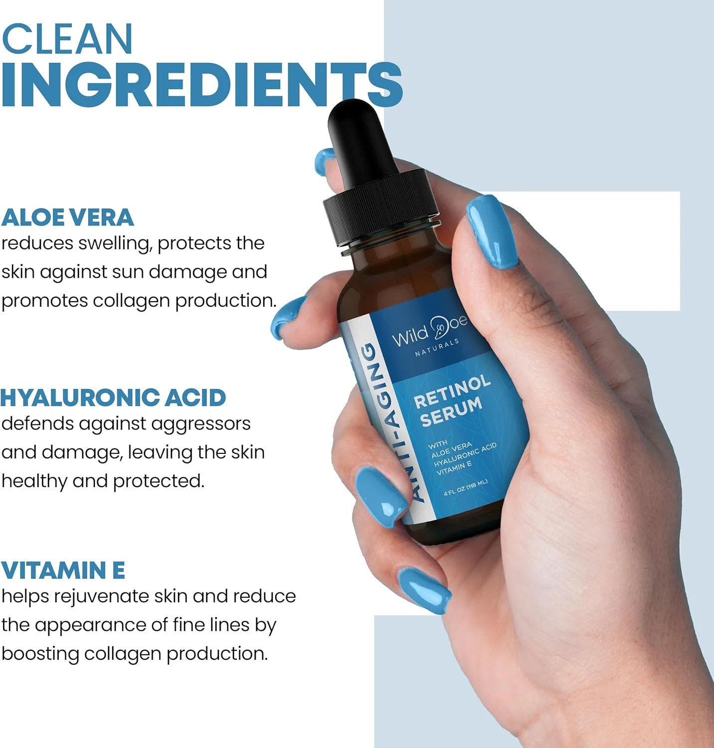 سرم رتینول برای صورت - سرم ضد پیری و اصلاح کننده لکه های تیره حاوی اسید هیالورونیک، ژل خالص آلوئه ورا، روغن ویتامین E برای درمان جای زخم: هدف قرار دادن خطوط/چین و چروک، تقویت کلاژن، کمک به درمان آکنه - 120 میلی لیتر