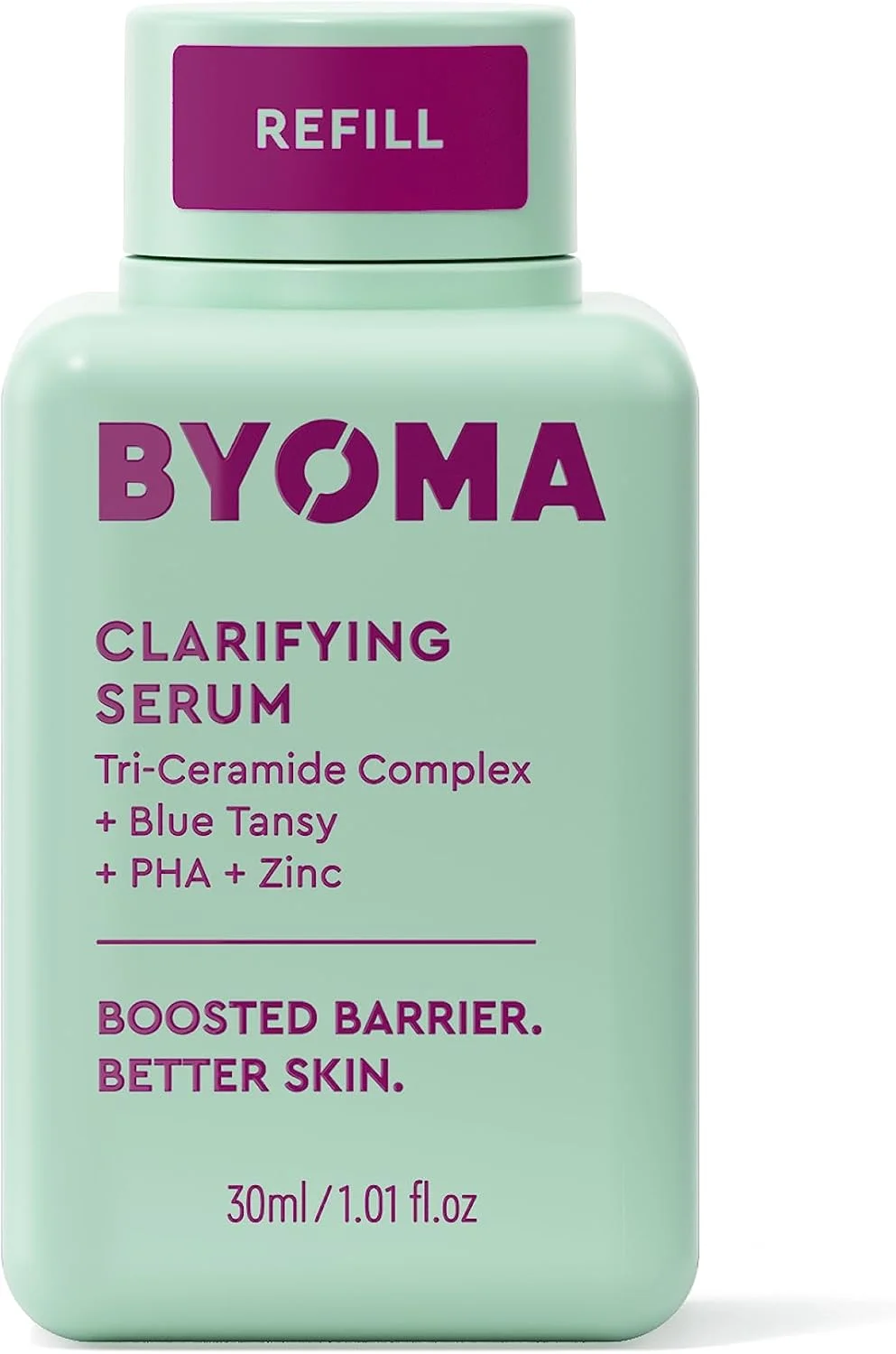 محلول شارژ مجدد سرم روشن کننده بایوآ - سرم ترمیم کننده سد دفاعی پوست - سرم روشن کننده صورت برای پوست مستعد جوش - سرم آرامش بخش صورت با سرامیدها، تانسی آبی، PHA و زینک - 30 میلی لیتر شارژ مجدد