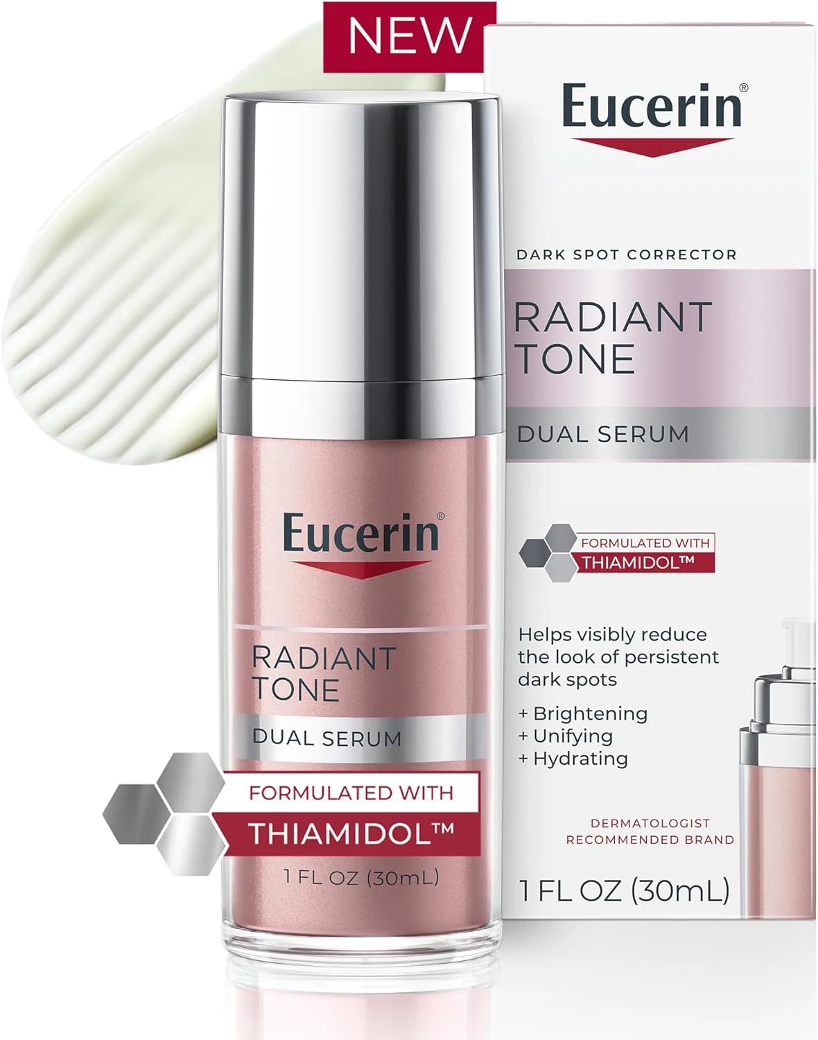 سرم دوگانه روشن کننده پوست اوسرین، سرم ضد لک با تیامیدول و هیالورونیک اسید، کمک به کاهش ظاهر لکه های تیره مقاوم، بطری 30 میلی لیتری