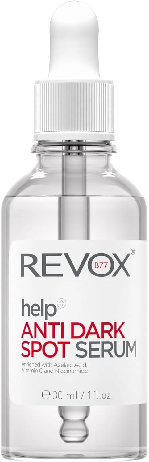 سرم ضد لک REVOX B77 Help، حجم 30 میلی لیتر، سرم ضد لک، کاهش و جلوگیری از ایجاد لک های تیره، به حداقل رساندن جای جوش های رنگدانه دار، یکنواخت کننده رنگ پوست، شاداب کننده و روشن کننده پوست
