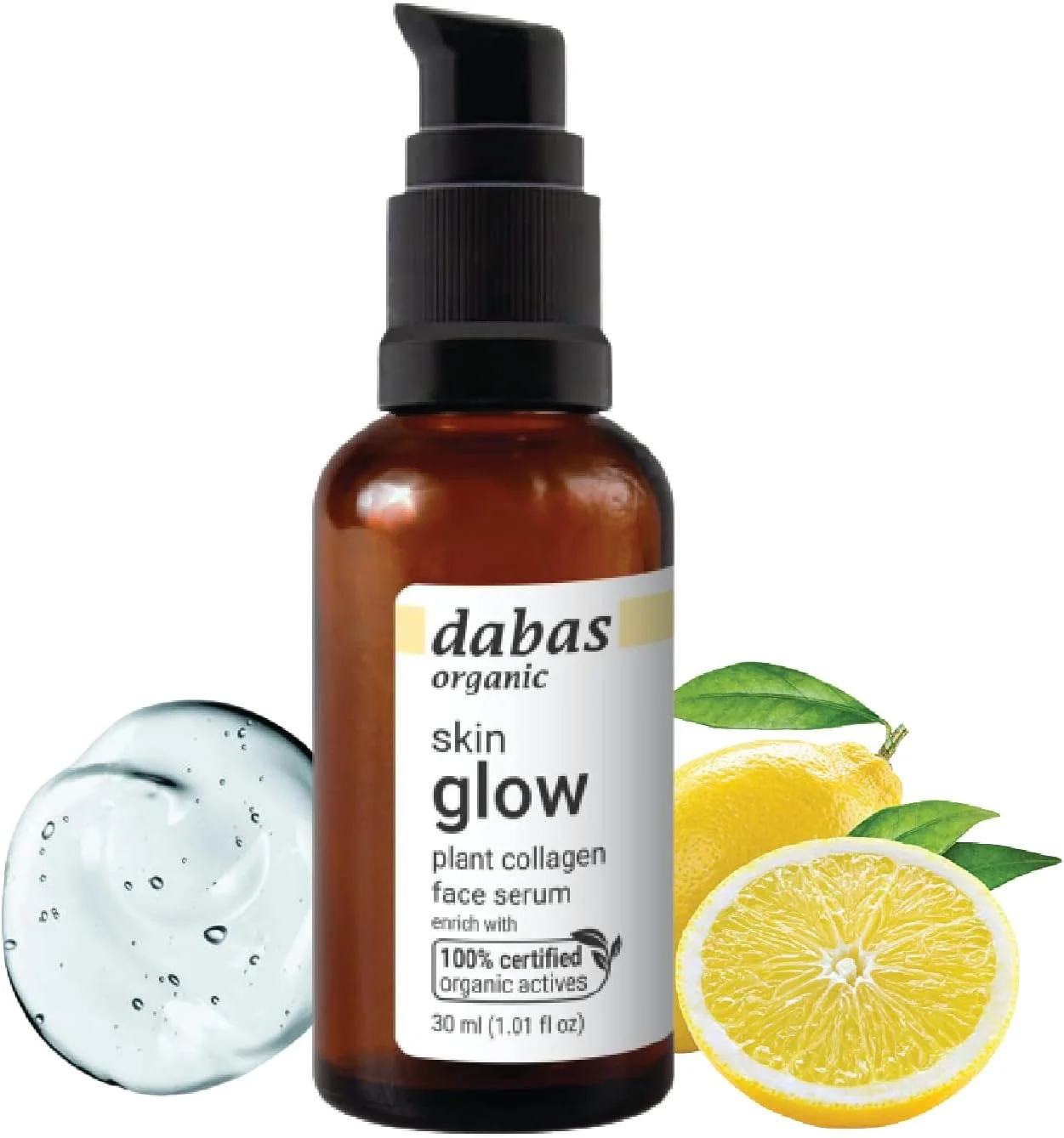 سرم صورت هیالورونیک ارگانیک Dabas | سرم صورت برای لکه‌های تیره، چین و چروک یا خطوط ریز، رنگدانه‌ها یا سرم ضد آکنه | روشن کننده یا درخشان کننده پوست | ویتامین C یا سرم کلاژن ارگانیک Dabas - 30 میلی لیتر