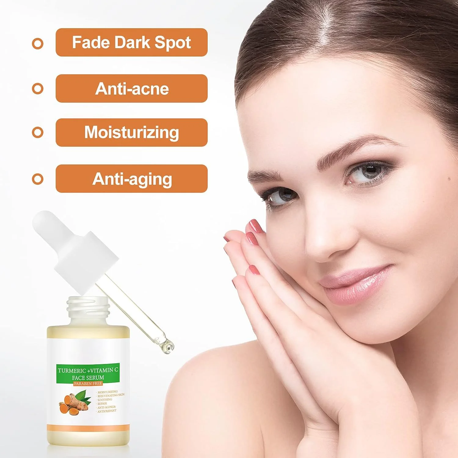 سرم اصلاح کننده لکه‌های تیره زردچوبه و سرم ویتامین C برای صورت، از بین برنده درخشش و اصلاح کننده لکه‌های تیره صورت، زردچوبه برای آکنه، هایپرپیگمنتیشن و پوست صاف 30 میل