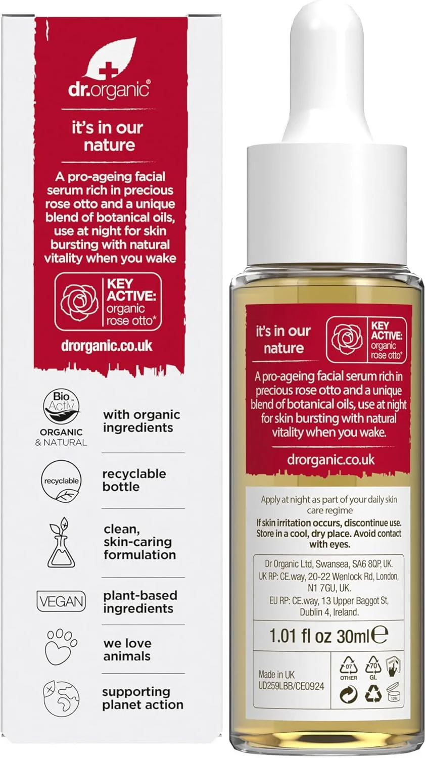 سرم صورت رز اتو ارگانیک دکتر ارگانیک، 33 میلی لیتر