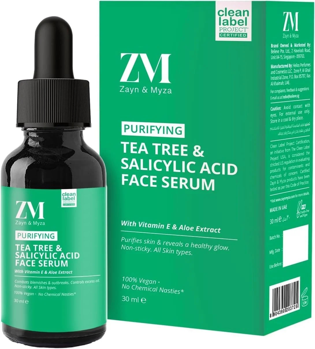 سرم صورت درخت چای و سالیسیلیک اسید ZM Zayn & Myza | کمک به کاهش جای جوش و لک برای داشتن پوستی سالم و درخشان برای پوست چرب - 30 میلی لیتر