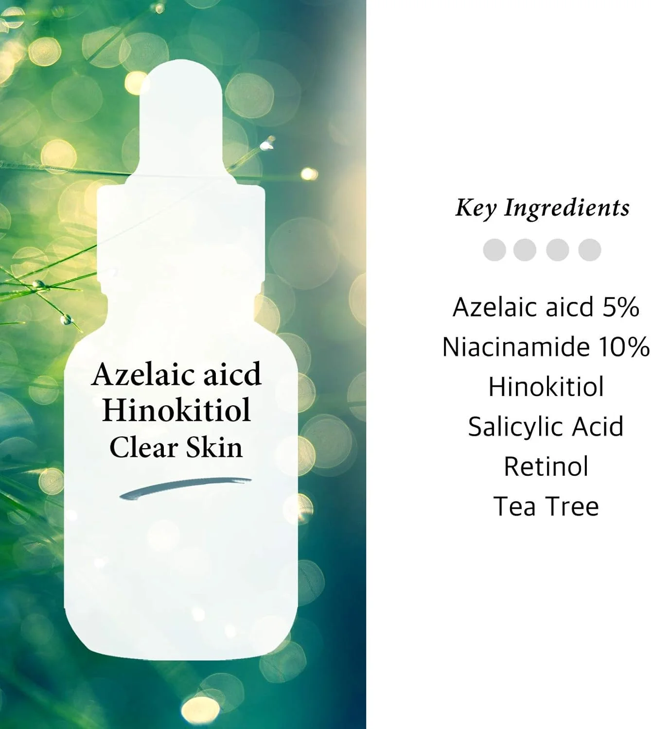 سرم صورت حاوی آزلائیک اسید و درخت چای Cos De BAHA، حاوی نیاسینامید 10%، سالیسیلیک اسید و رتینول - فرمولاسیون سریع و موثر برای پوست های دارای مشکل، ضد پیری، تسکین دهنده، 30 میلی لیتر