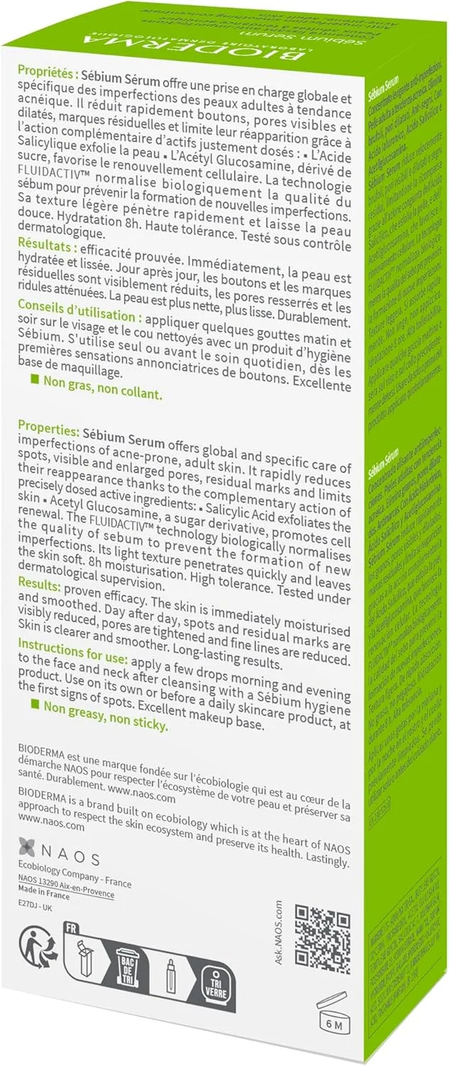 سرم آبرسان و ضد لک سبیوم بایودرما مناسب پوست های مستعد آکنه 30 میلی لیتر