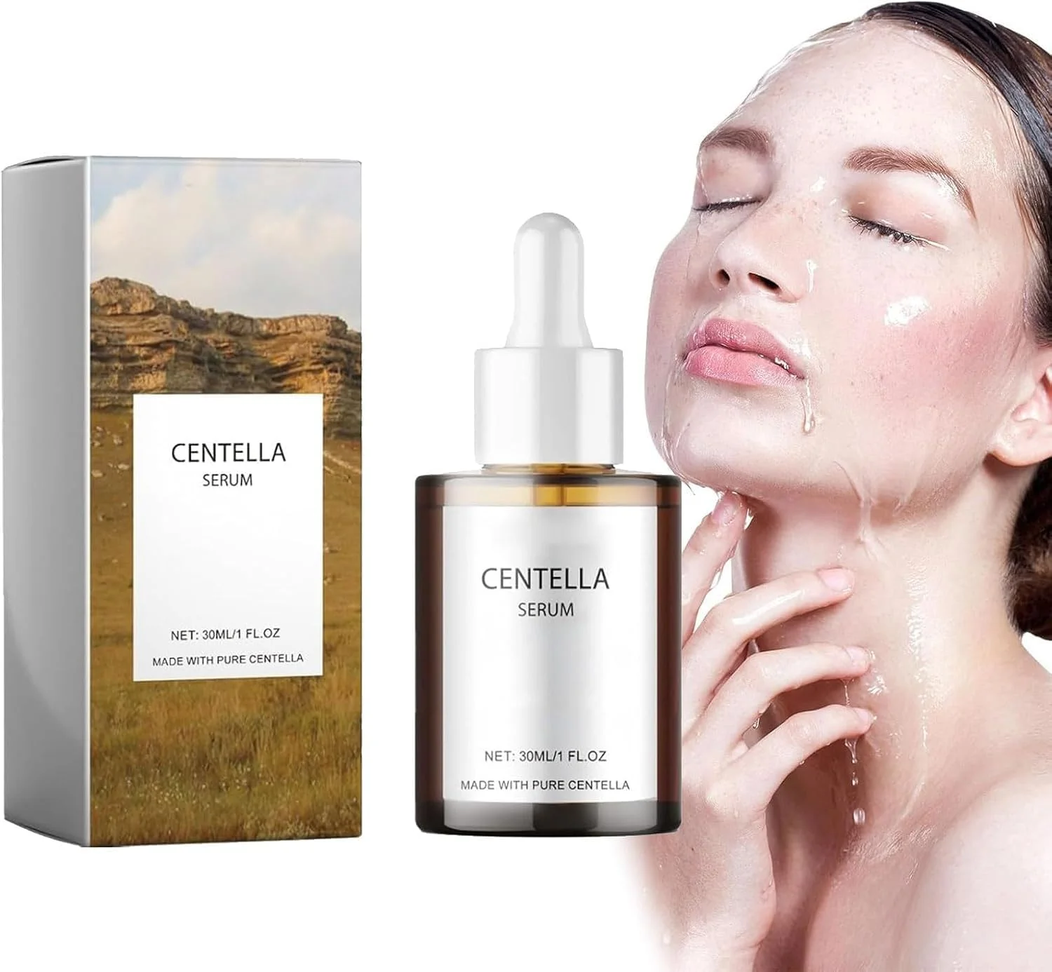 سرم آبرسان سنتلا آسیاتیکا برای ترمیم پوست صورت با اسید هیالورونیک، سرم صورت ضد چروک برای زنان، مناسب پوست های دارای آکنه، منافذ باز، پوست حساس، چرب، خشک، تسکین دهنده و روشن کننده، 30 میلی لیتر