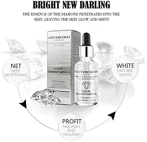 سرم صورت آمپول الماس لوکس لاندن، مرطوب کننده ضد آکنه، روشن کننده، ضد پیری، لیفتینگ و سفت کننده پوست صورت، ضد چروک، محلول مراقبت از پوست طبیعی و زیبایی