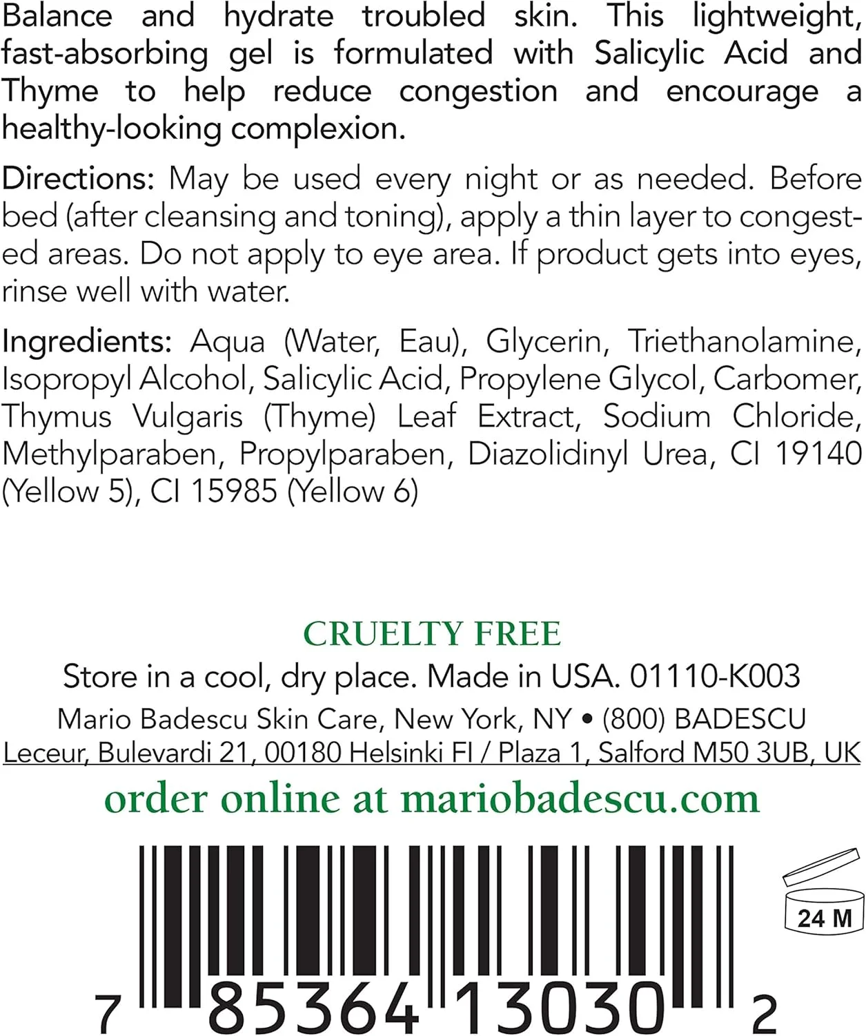 سرم ضد جوش ماریو بادسکو برای پوست مختلط و چرب | ژل-سرم شفاف کننده که منافذ مسدود شده را هدف قرار می دهد | فرموله شده با اسید سالیسیلیک و گلیسیرین | 30 میلی لیتر