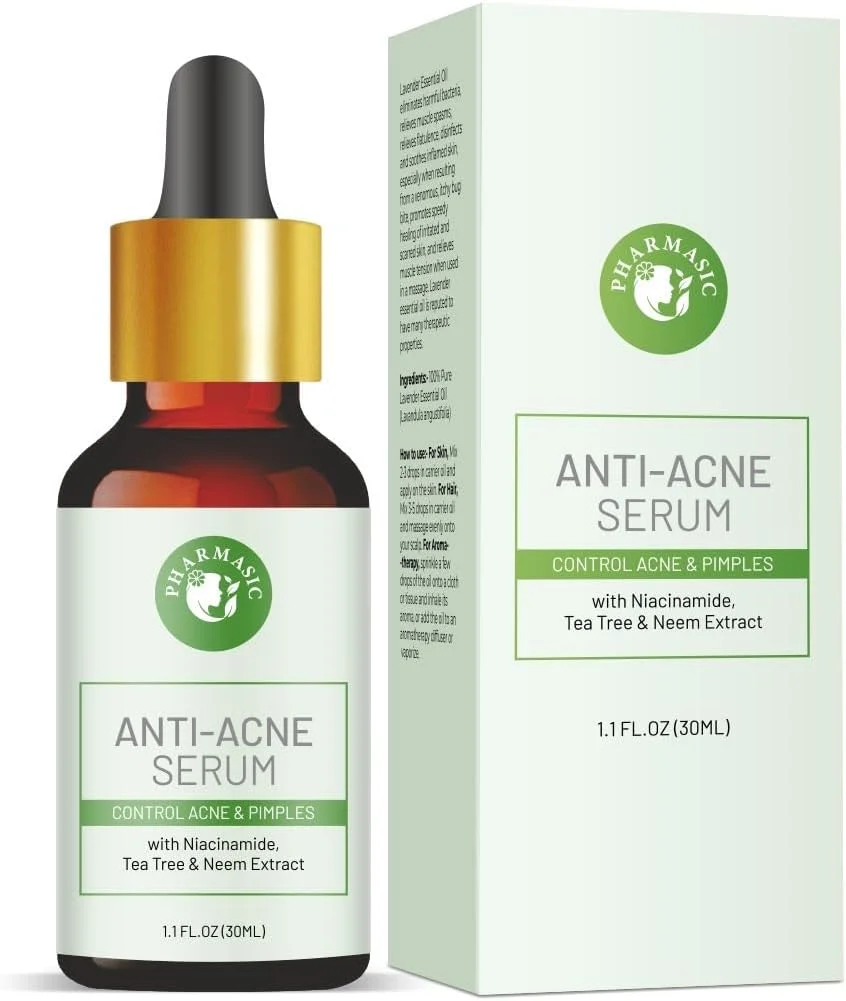 سرم صورت ضد جوش | حاوی 70% نیاسینامید غنی شده با عصاره های چای سبز، زنجبیل، ریحان و روغن درخت چای | مناسب پوست های مستعد آکنه | سرم درمان آکنه | مناسب پوست چرب و پوست خشک | مناسب خانم ها و آقایان - 30 میلی لیتر