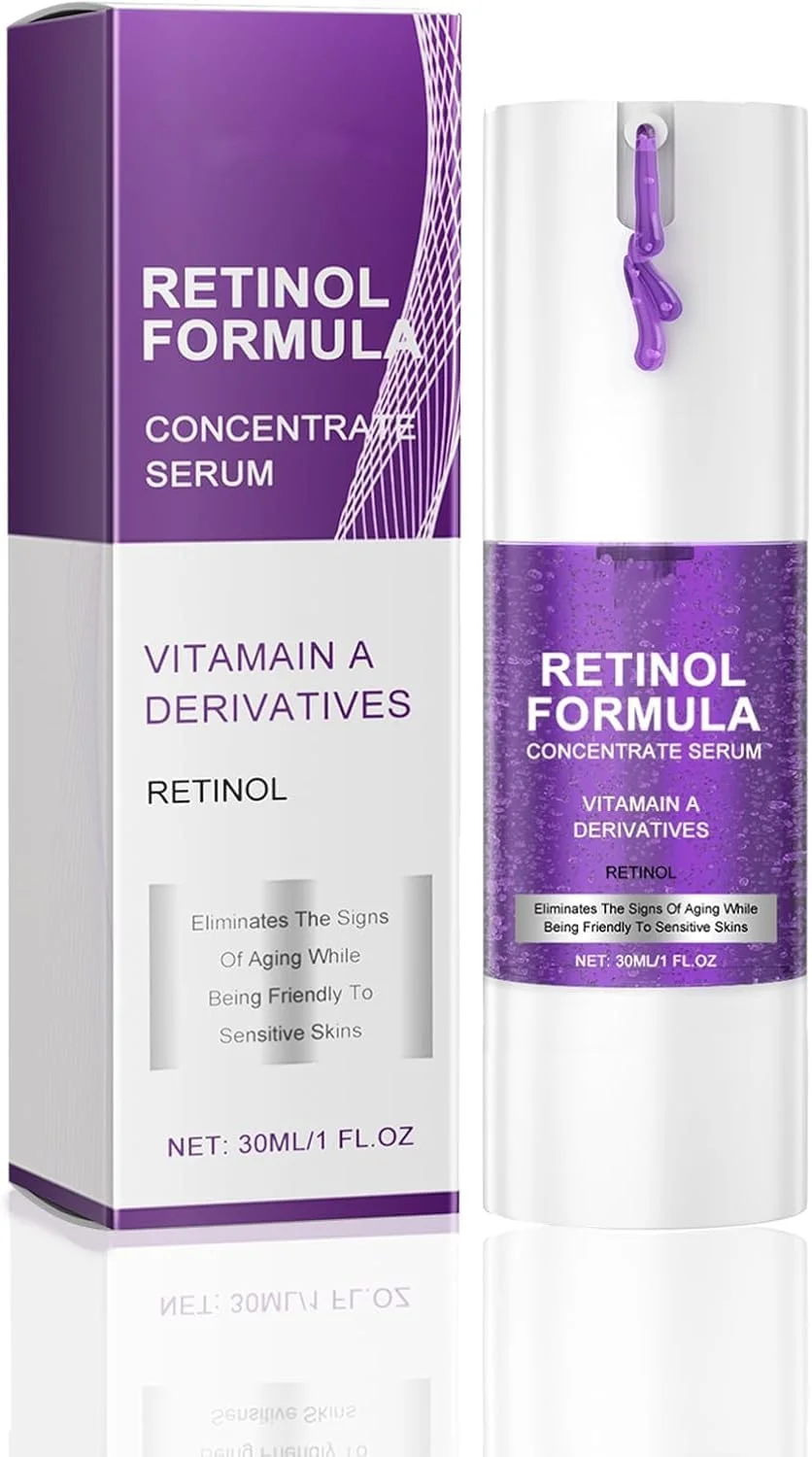 سرم صورت رتینول، مراقبت شبانه برای بانوان، روشن کننده و اصلاح کننده لک های تیره، ترمیم کننده رتینول، ویتامین C ضد چروک و ضد پیری - اسید هیالورونیک آبرسان صورت