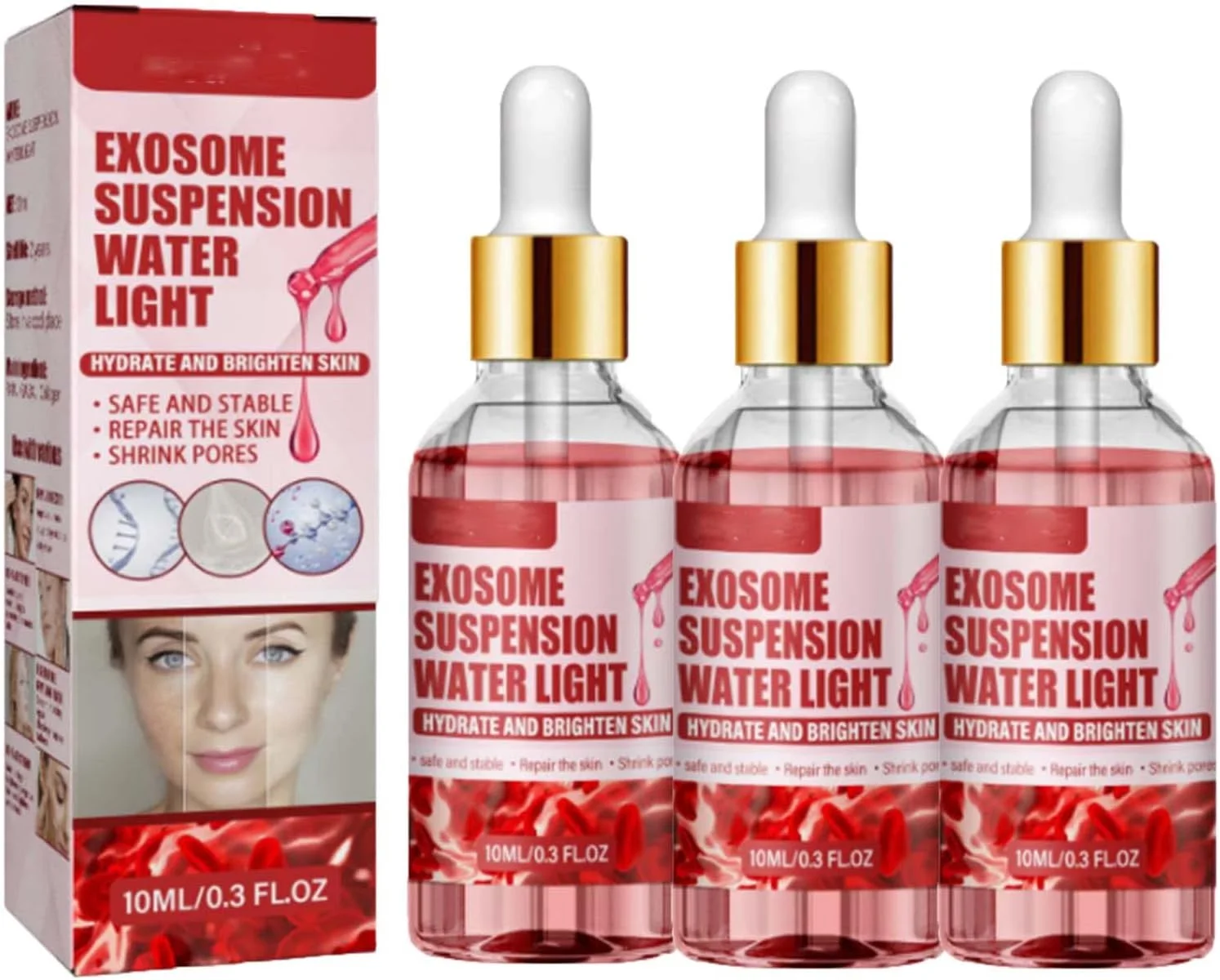 سرم صورت ضد چروک، سرم ضد پیری صورت برای زنان، درمان جای زخم و آکنه، سرم صورت برای روشن و صاف کردن خطوط ریز (3 عدد)