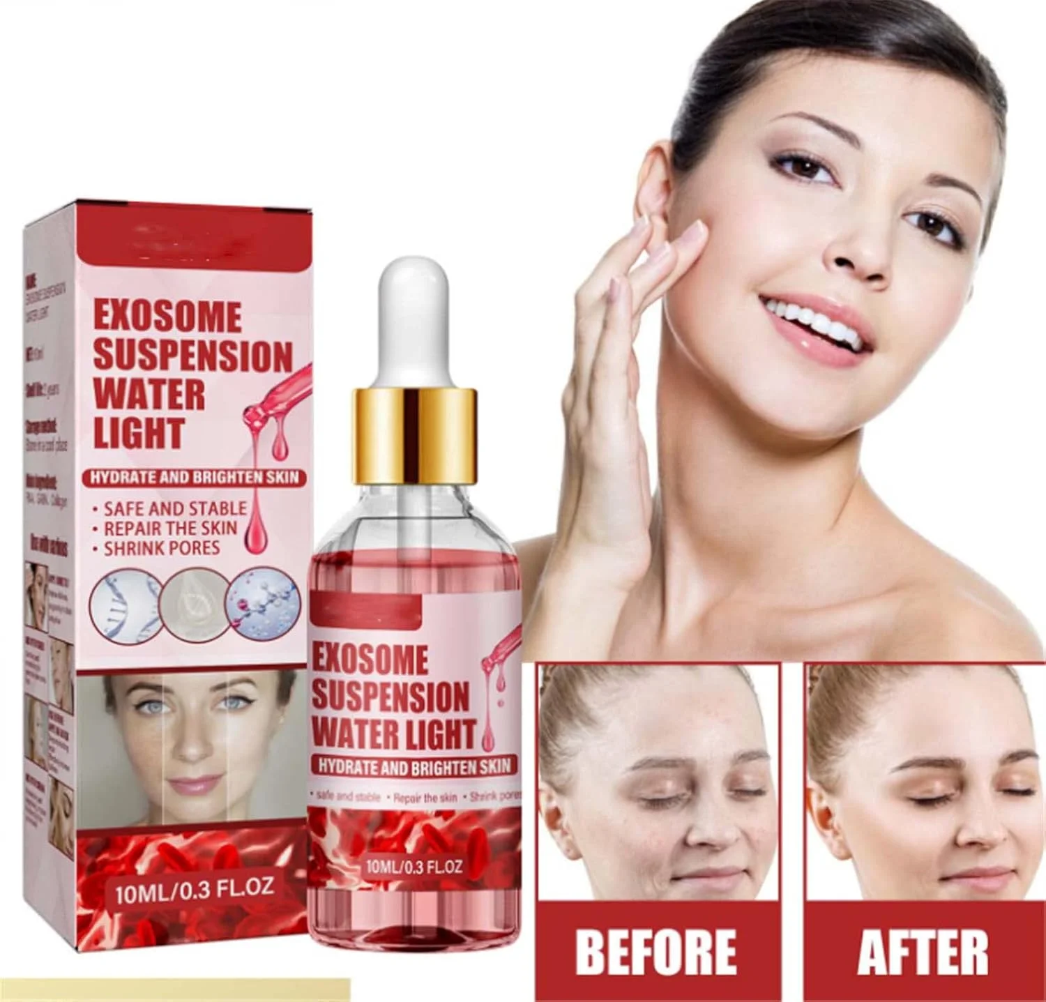 سرم صورت ضد چروک، سرم ضد پیری صورت برای زنان، درمان جای زخم و آکنه، سرم صورت برای روشن و صاف کردن خطوط ریز (3 عدد)