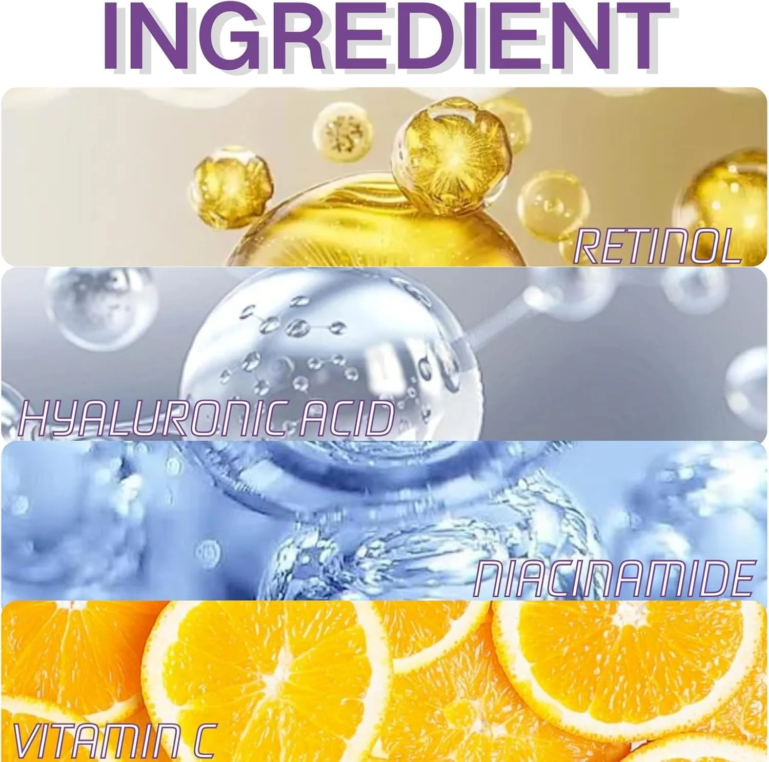 سرم صورت رتینول، مراقبت شبانه برای بانوان، روشن کننده و اصلاح کننده لک های تیره، ترمیم کننده رتینول، ویتامین C ضد چروک و ضد پیری - اسید هیالورونیک آبرسان صورت