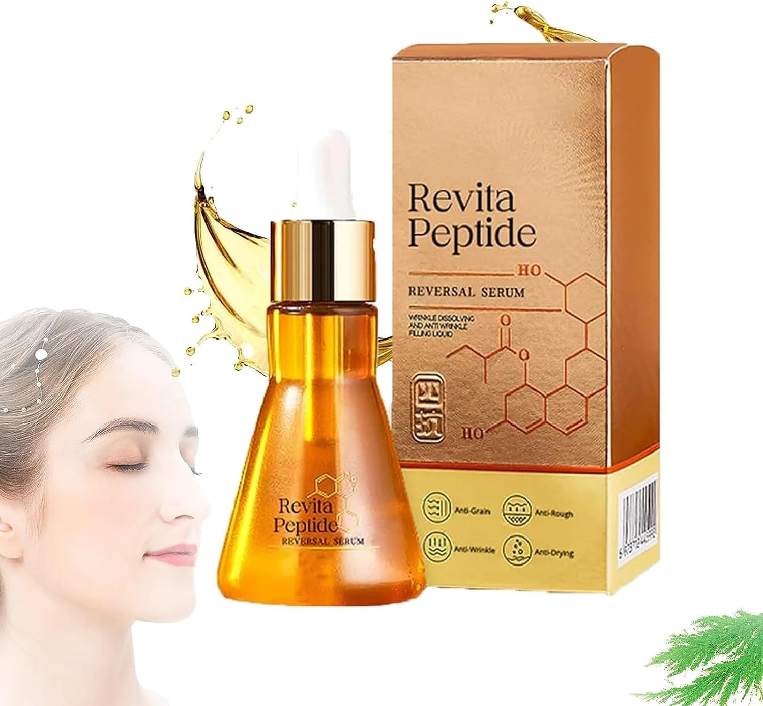 سرم احیا کننده پوست Flysmus Revitapeptide مدل 2023، سرم پپتید کلاژن، سرم رتینول بازسازی کننده، سرم روشن کننده صورت ضد پیری برای انواع پوست (1 عدد)