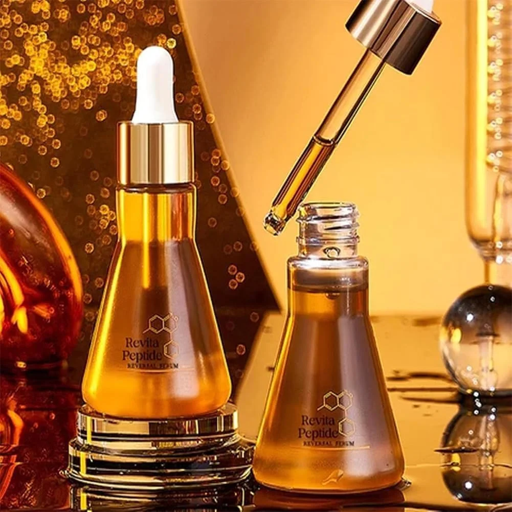 سرم احیا کننده پوست Flysmus Revitapeptide مدل 2023، سرم پپتید کلاژن، سرم رتینول بازسازی کننده، سرم روشن کننده صورت ضد پیری برای انواع پوست (1 عدد)