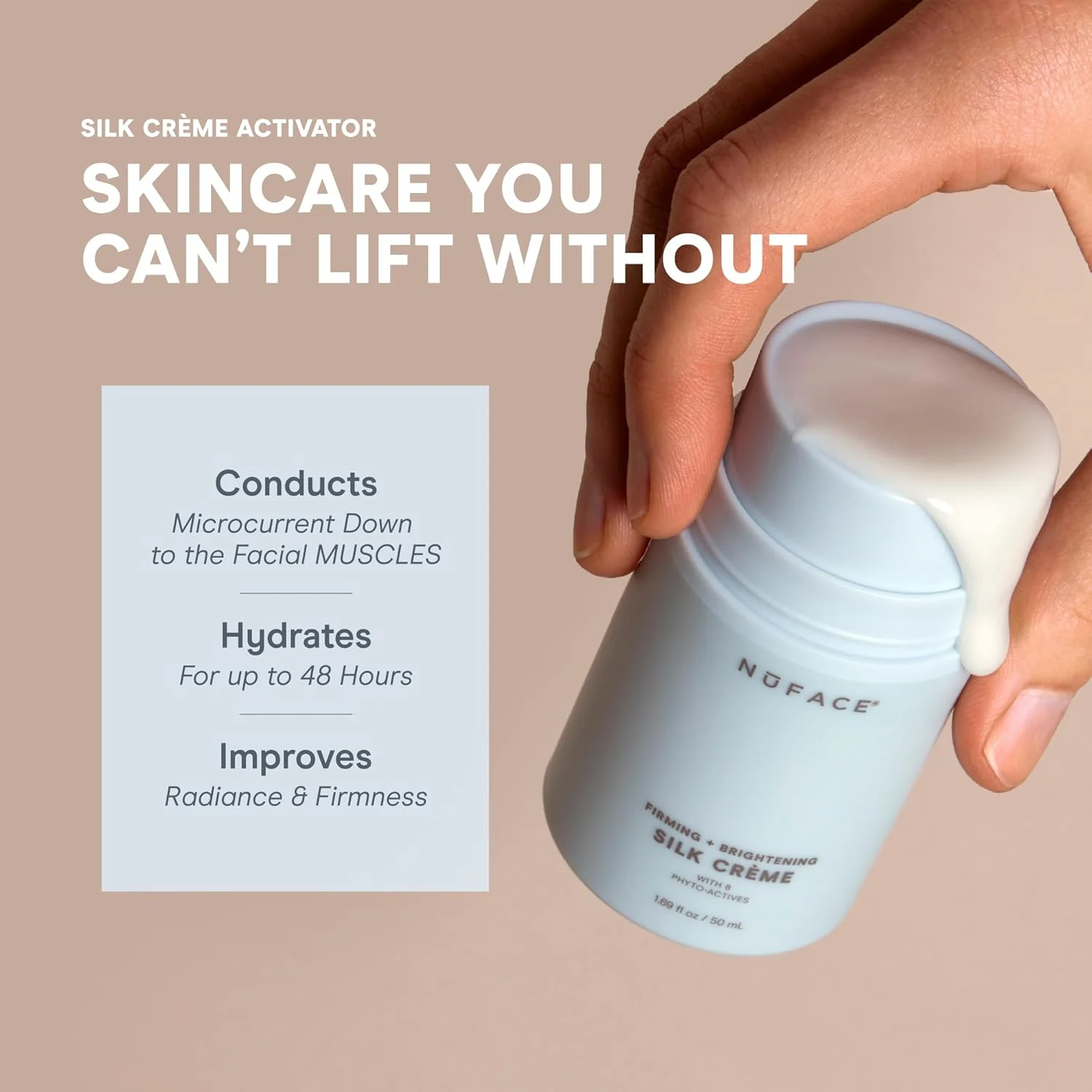 کرم فعال کننده ابریشمی NuFACE – سرم سفت کننده و روشن کننده برای دستگاه تونینگ صورت، 50 میلی لیتر