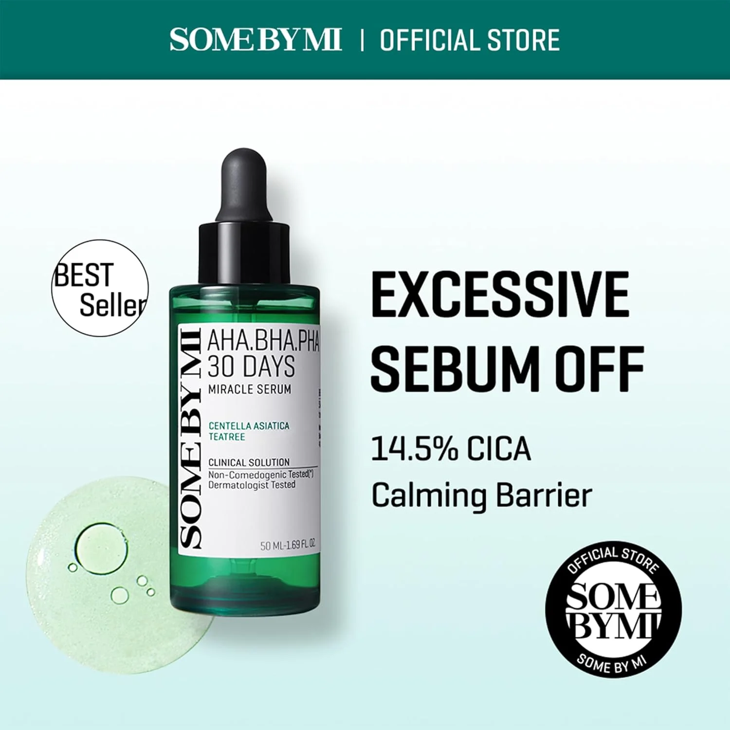 سرم صورت معجزه سی روزه سام بای می حاوی AHA BHA PHA | 50 میلی لیتر | ساخته شده از آب برگ درخت چای برای پوست حساس | سرم صورت روزانه برای سبوم، مراقبت از لک و از بین بردن سلول های مرده