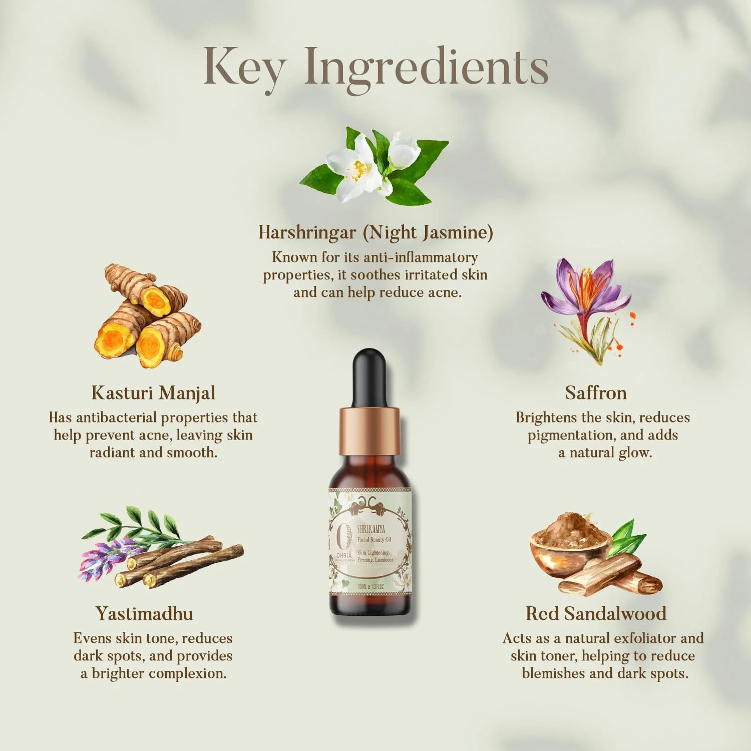 روغن صورت شریکامیا آیورودا اوهریا | سرم روشن کننده پوست، 30 میلی لیتر