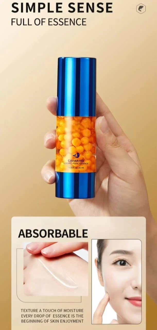 سرم مروارید لوکس اسانس خاویار و هیالورونیک اسید - 30 میلی لیتر مرطوب کننده، روشن کننده، سفت کننده و آبرسان پوست با مروارید خاویار سفید برای پوستی درخشان و جوان