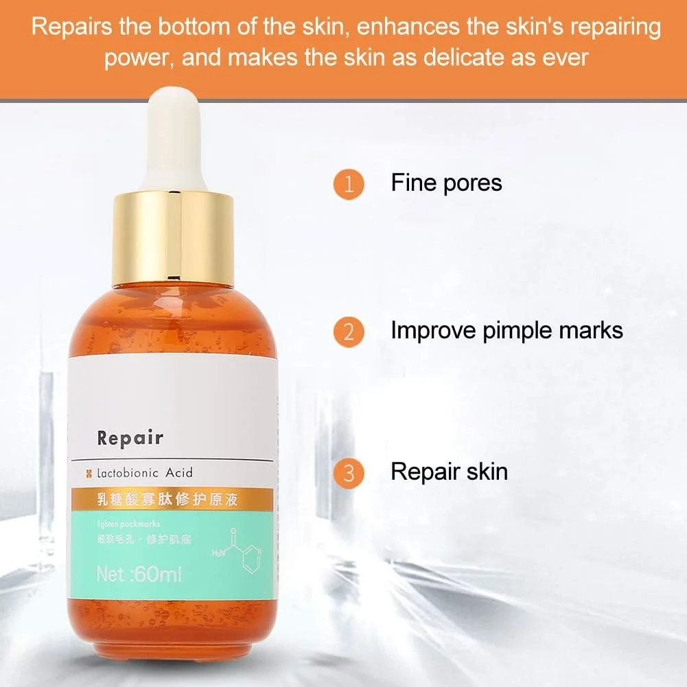 سرم صورت، سرم صورت با لاکتوبیونیک اسید برای آبرسانی و مرطوب کردن پوست، کوچک کردن منافذ و روشن کردن پوست، 60 میلی لیتر