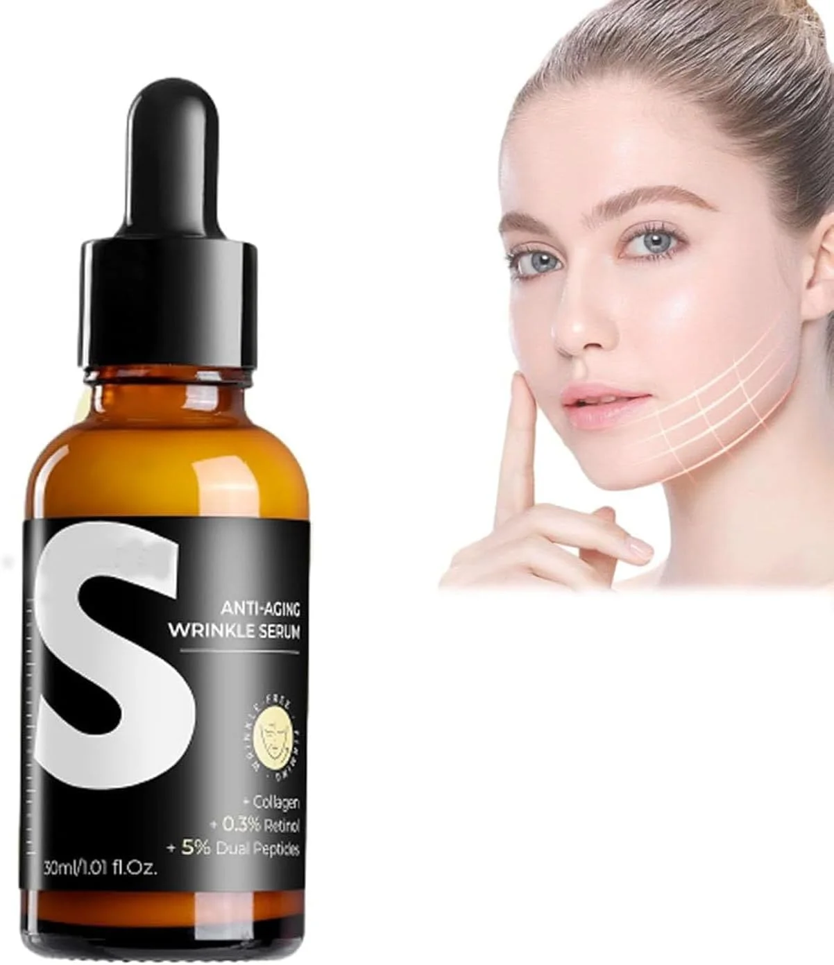 سرم ضد پیری و ضد چروک برای روشن کردن خطوط ریز، آبرسانی و مرطوب کننده، برای مراقبت روزانه پوست صورت (1 عدد)