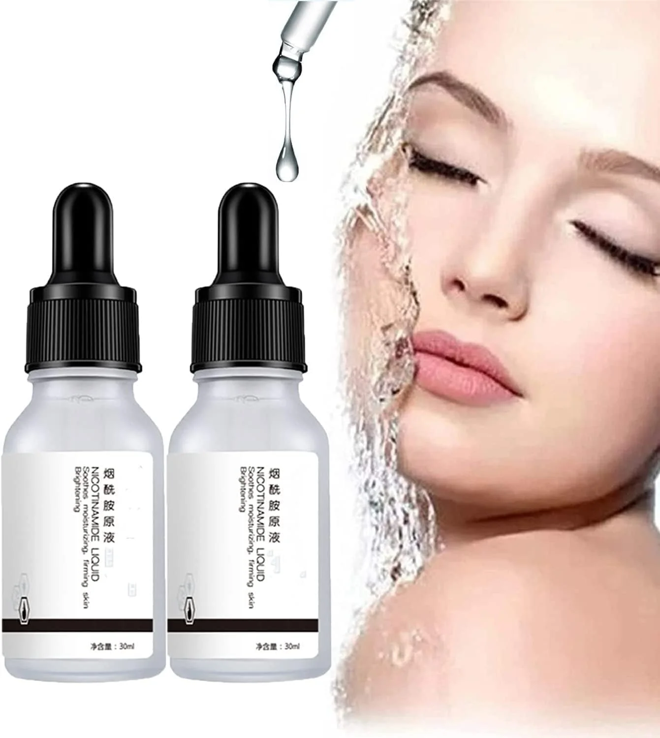 روغن ضروری روشن کننده نیاسینامید، سرم ضد پیری ترمیم کننده پوست، روغن ضروری روشن کننده سرم ضد پیری، سرم آبرسان صورت، مرطوب کننده روشن کننده ضد پیری برای سفت کردن پوست (2 عدد)