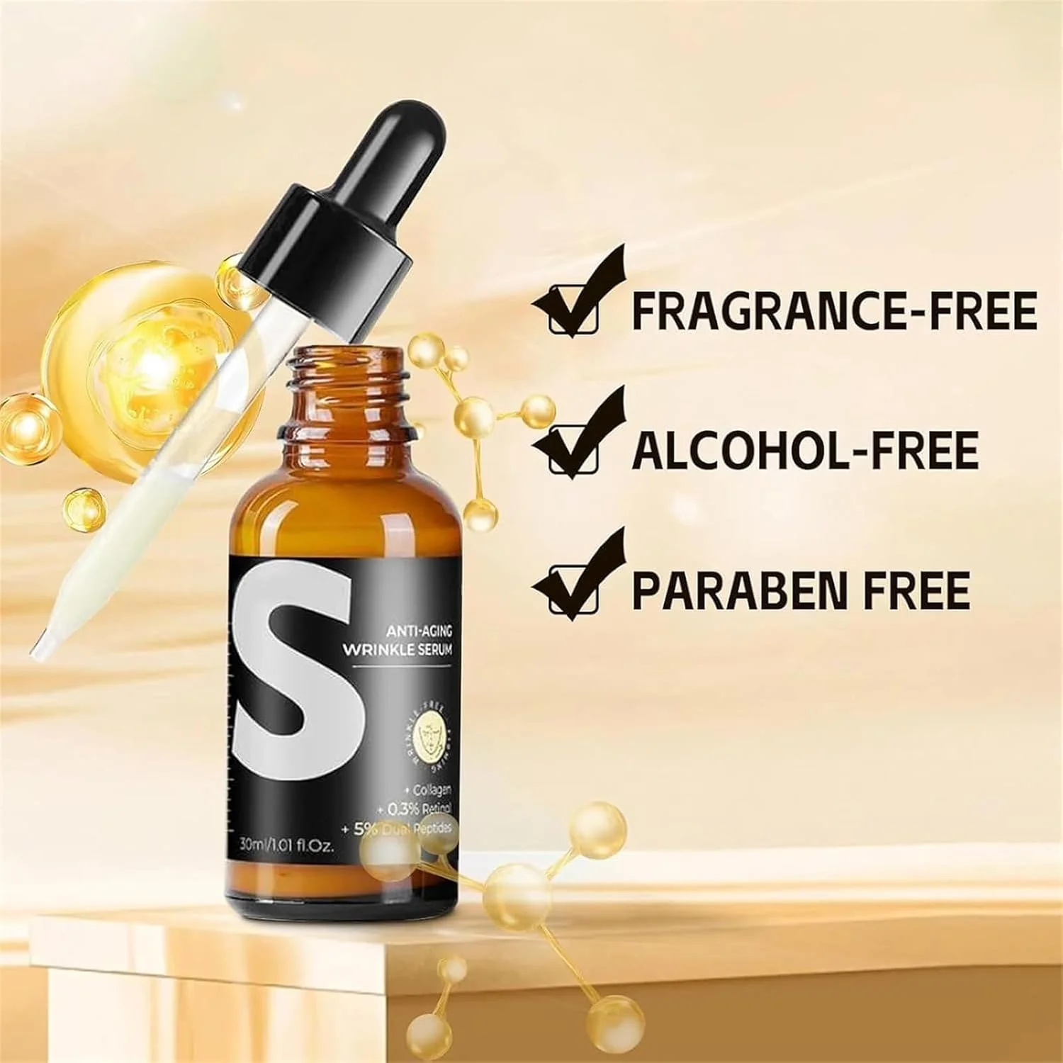 سرم ضد پیری و ضد چروک برای روشن کردن خطوط ریز، آبرسانی و مرطوب کننده، برای مراقبت روزانه پوست صورت (1 عدد)