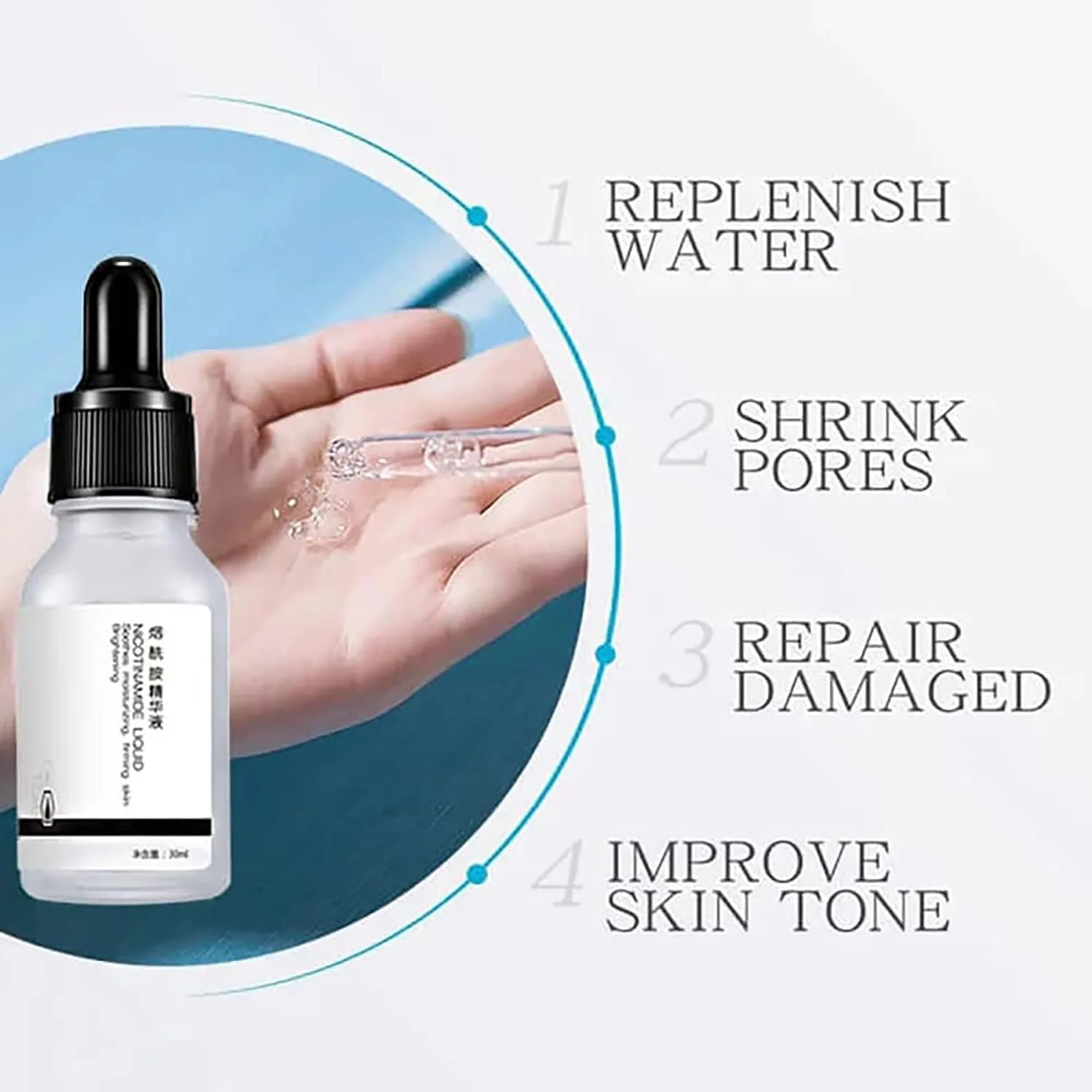 روغن ضروری روشن کننده نیاسینامید، سرم ضد پیری ترمیم کننده پوست، روغن ضروری روشن کننده سرم ضد پیری، سرم آبرسان صورت، مرطوب کننده روشن کننده ضد پیری برای سفت کردن پوست (2 عدد)