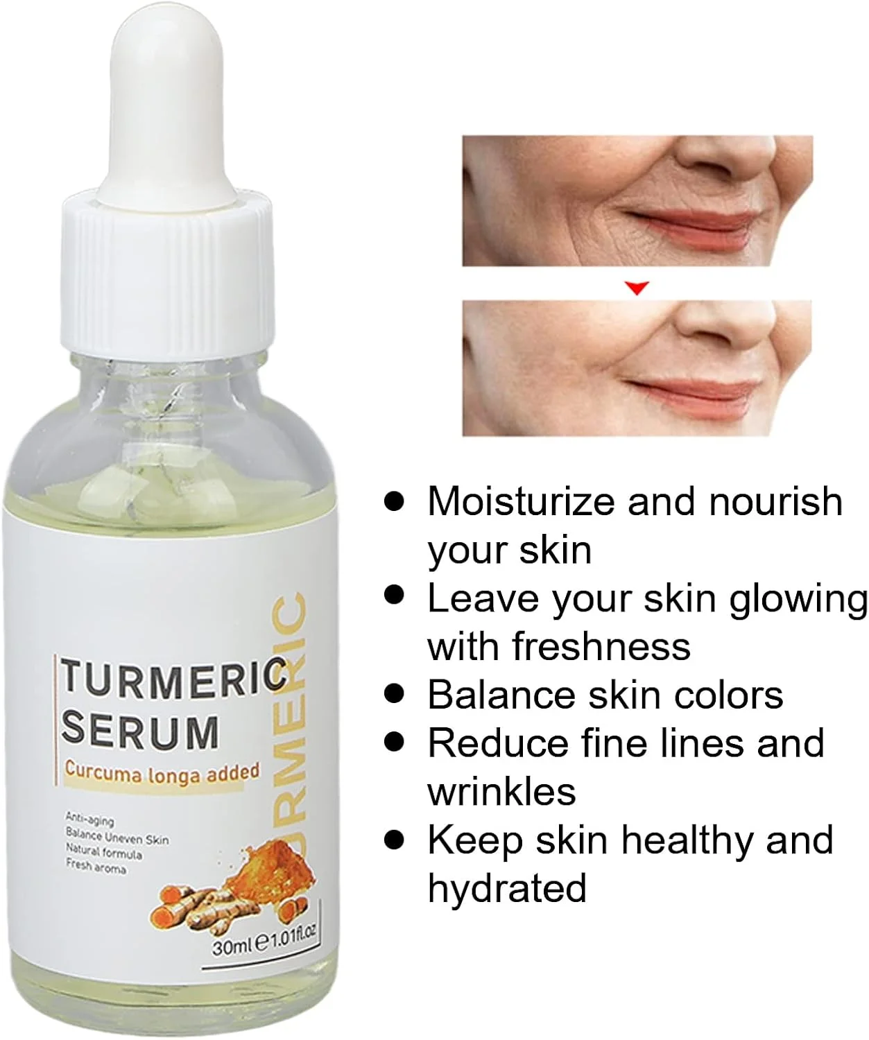 سرم روشن کننده پوست، سرم مغذی صورت، سرم آبرسان و تسکین دهنده، سرم سفت کننده پوست با زردچوبه، سرم روشن کننده پوست، سرم تسکین دهنده ضد چروک