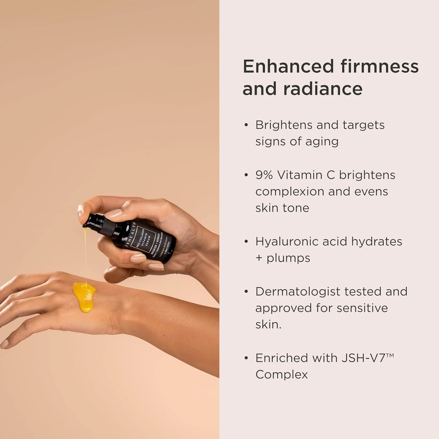 سرم ویتامین C صورت JSHealth - سرم روشن کننده اسید هیالورونیک - سرم آبرسان صورت با نیاسینامید