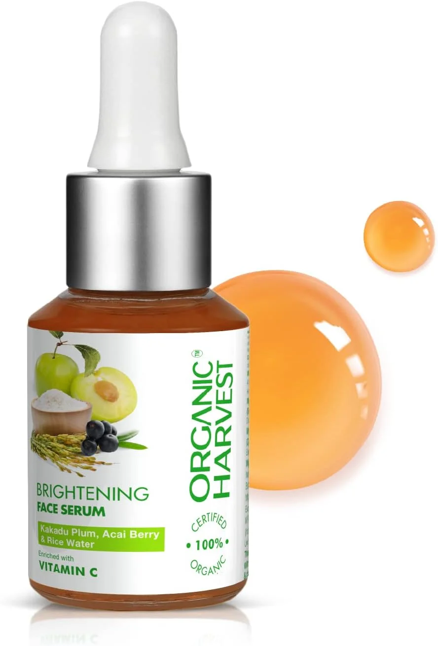سرم روشن کننده صورت ارگانیک هاروست برای آقایان و بانوان حاوی آلو کاکادو، آکای بری و آب برنج | 100% ارگانیک تایید شده آمریکایی | 30 میلی لیتر