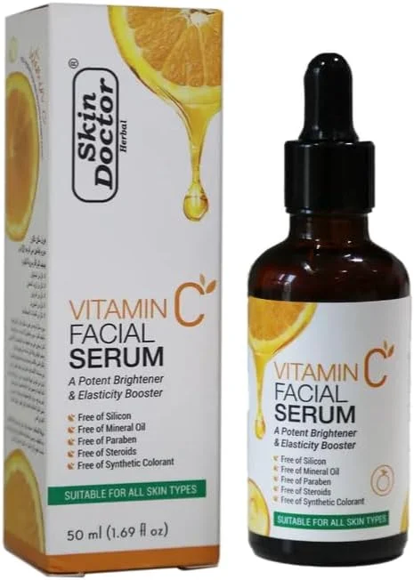سرم صورت ویتامین C دکتر پوست، 50 میلی لیتر، تقویت کننده درخشندگی و الاستیسیته، مناسب انواع پوست