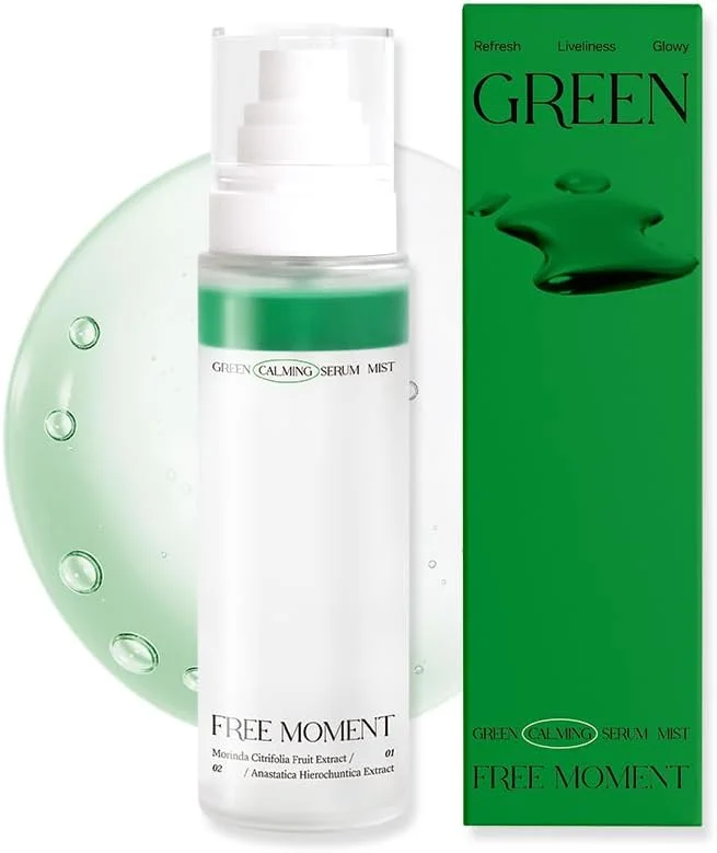 اسپری سرم تسکین دهنده سبز - اسپری آبرسان صورت با نونی و سنتلا آسیاتیکا، آبرسانی دو برابر با لایه روغن و سرم، روشن کننده رنگ پوست و ضد پیری